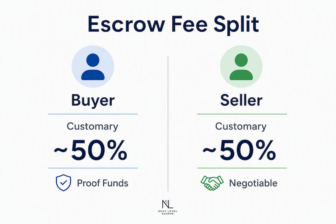 Infographic comparing buyer and seller escrow fees