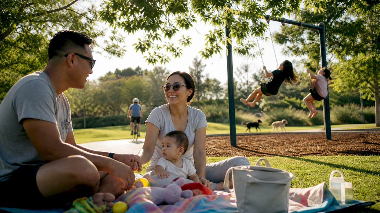 Playa Vista park with bike path and playground