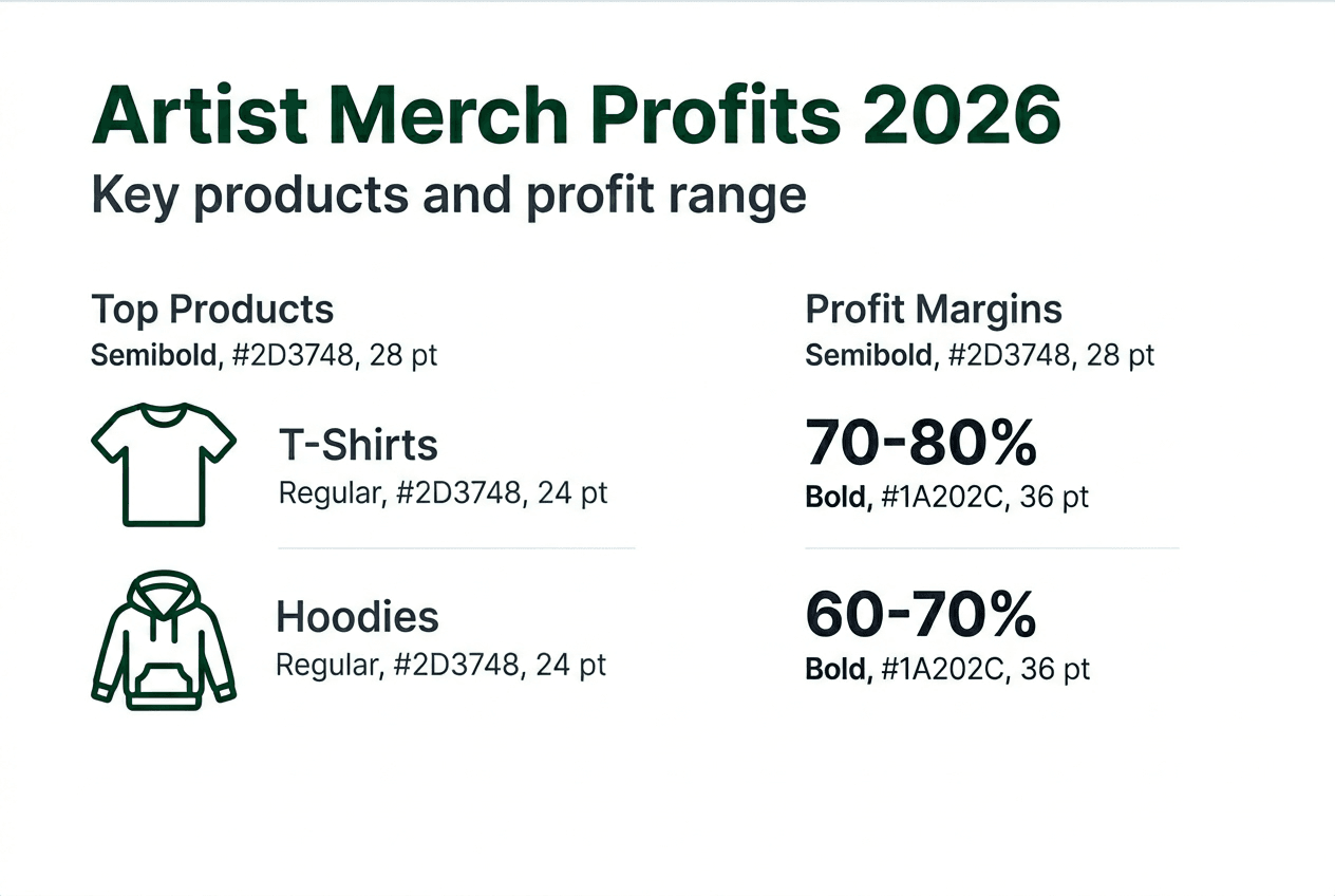 Infographic showing artist merch profit margins