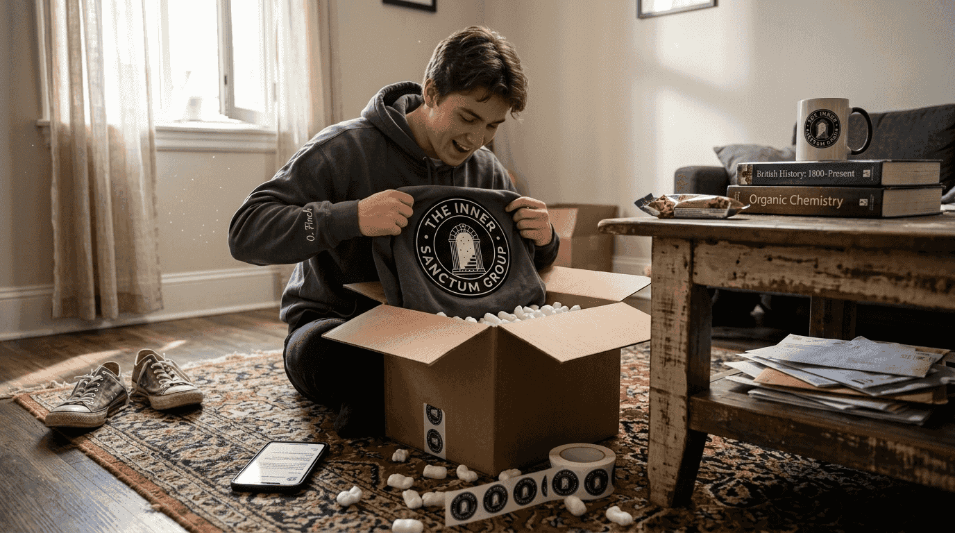 Fan unboxing personalised merch hoodie at home