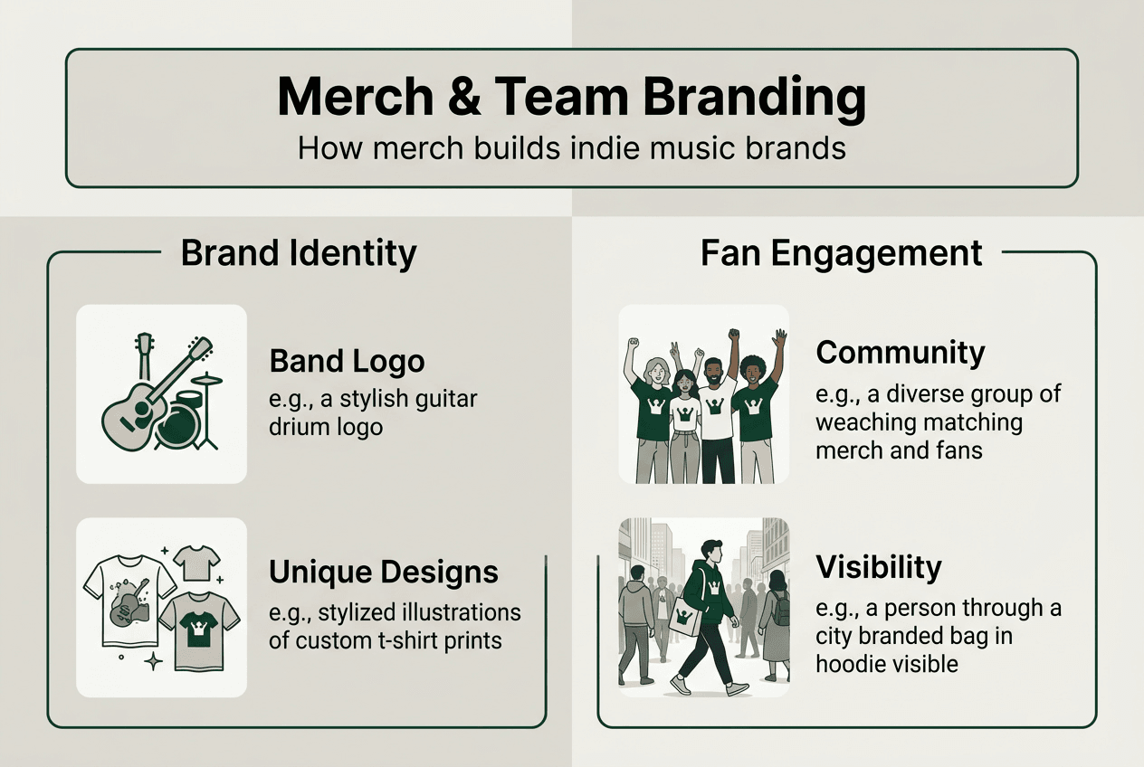 Infographic showing merch and team branding relationship