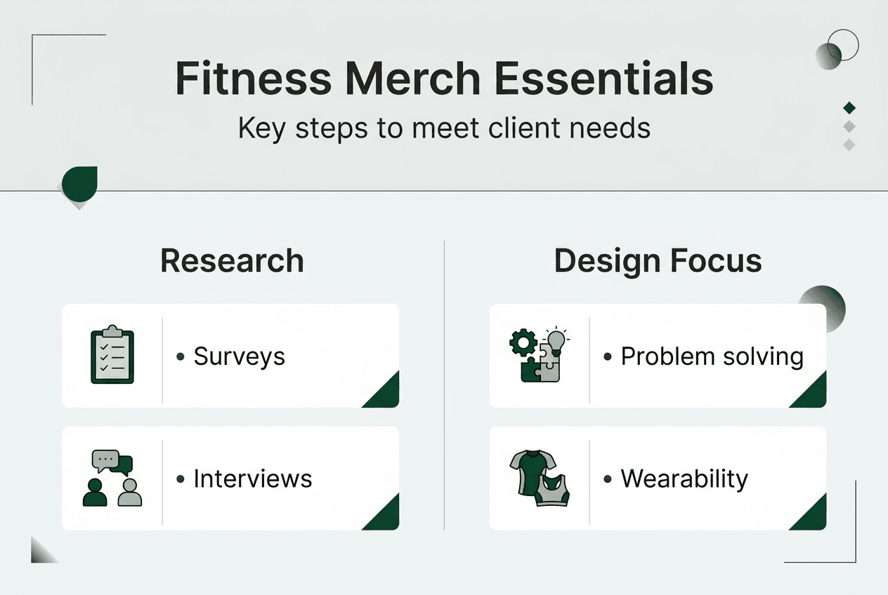 Infographic showing fitness merch design essentials