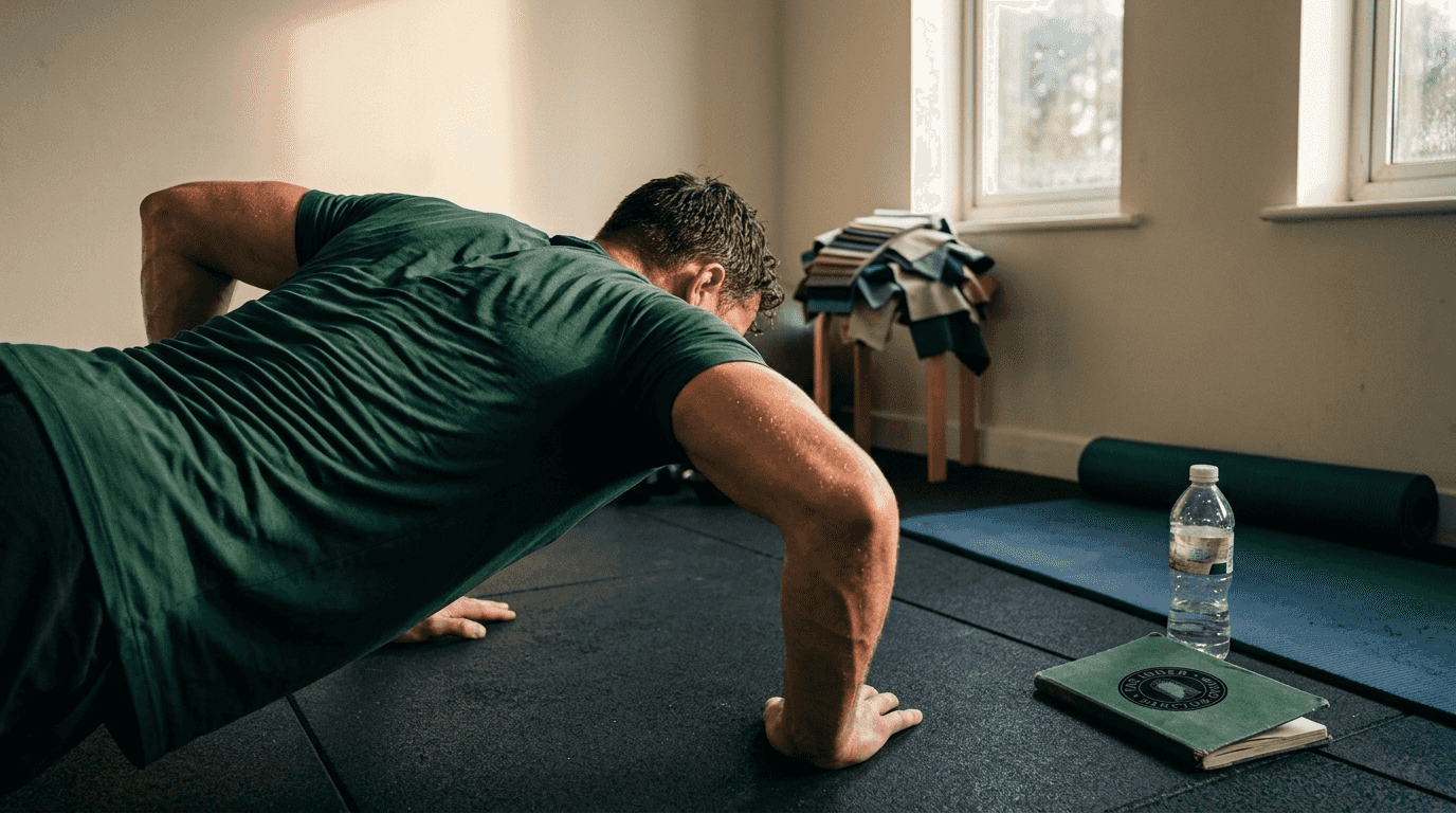 Athlete testing fitness shirt in training room