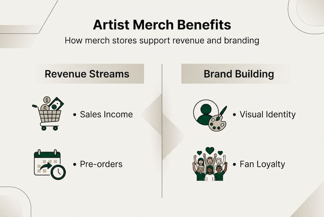 Infographic on merch benefits for artists