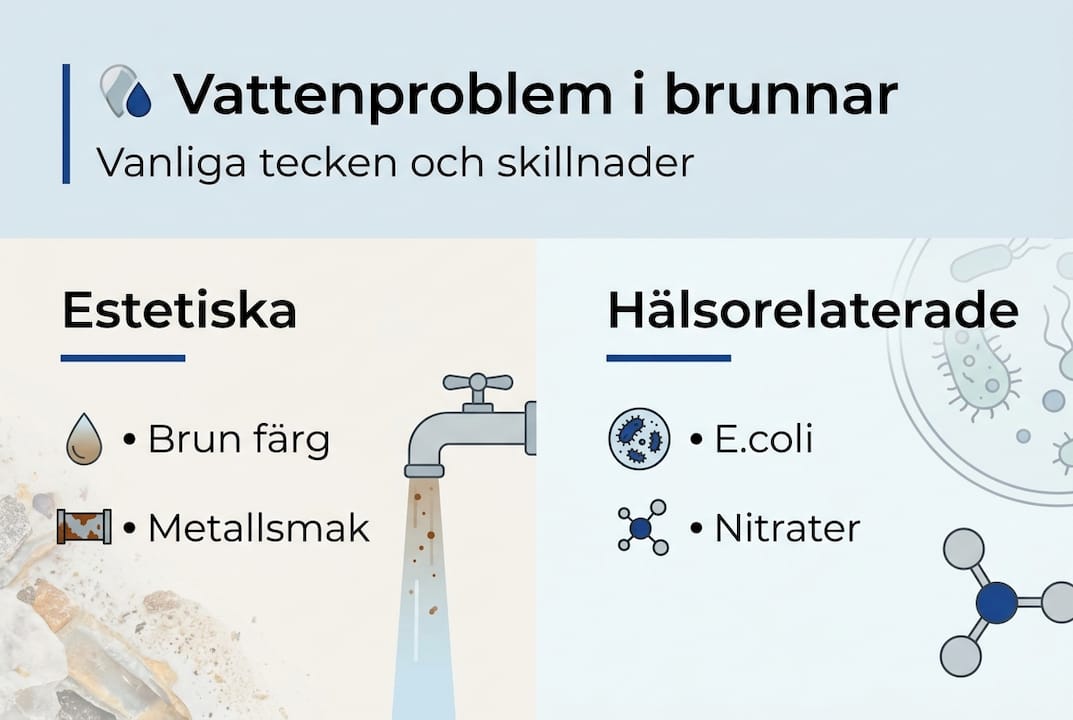 En ny infografik belyser både estetiska problem och hälsorisker som kan finnas i ditt brunnsvatten.
