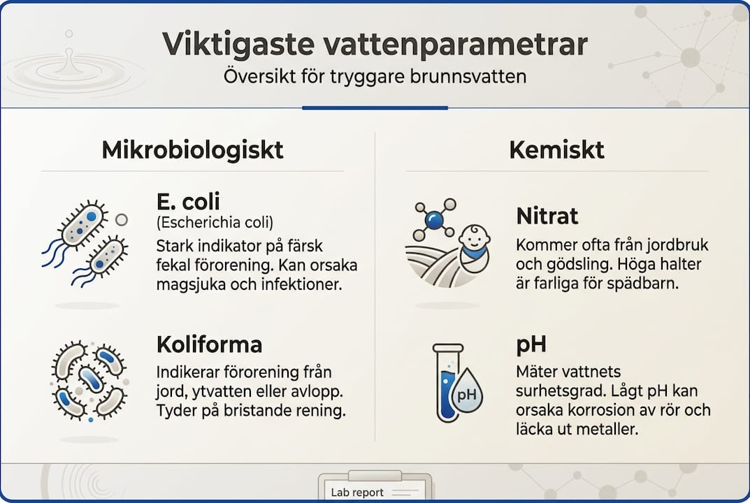 Grafisk översikt: De viktigaste parametrarna vid vattenanalys