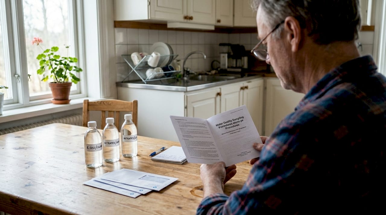 Man preparing for home well water test