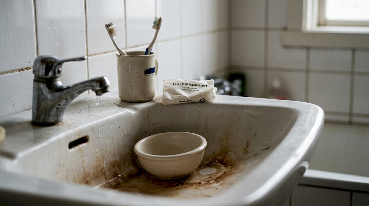 Missfärgningar från järn och mangan på handfatet