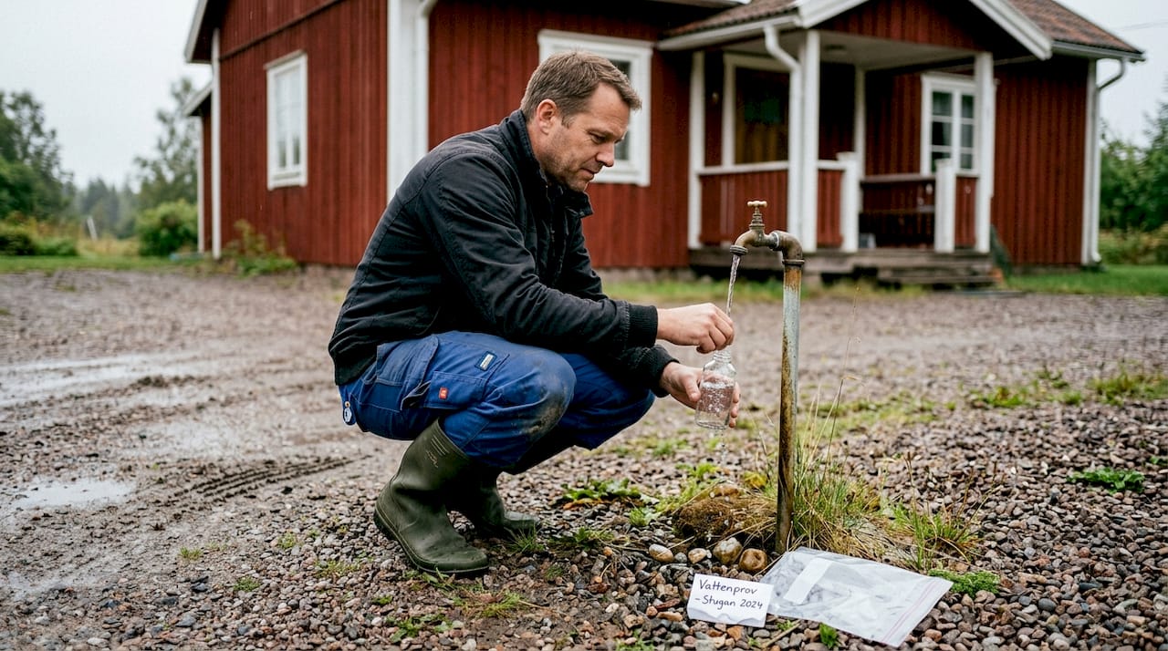 När man har grävt en ny brunn utomhus är det viktigt att ta ett vattenprov för att kontrollera kvaliteten.