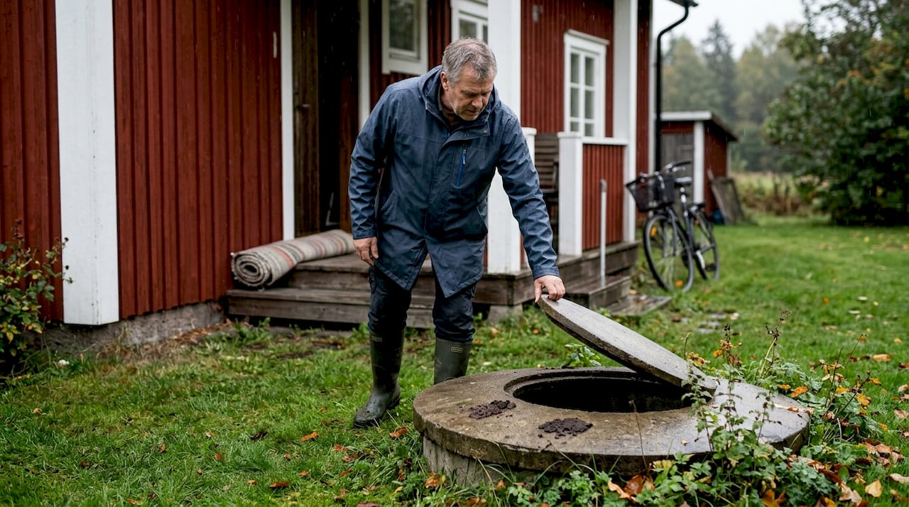 Husägare ser över sin gamla grävd brunn