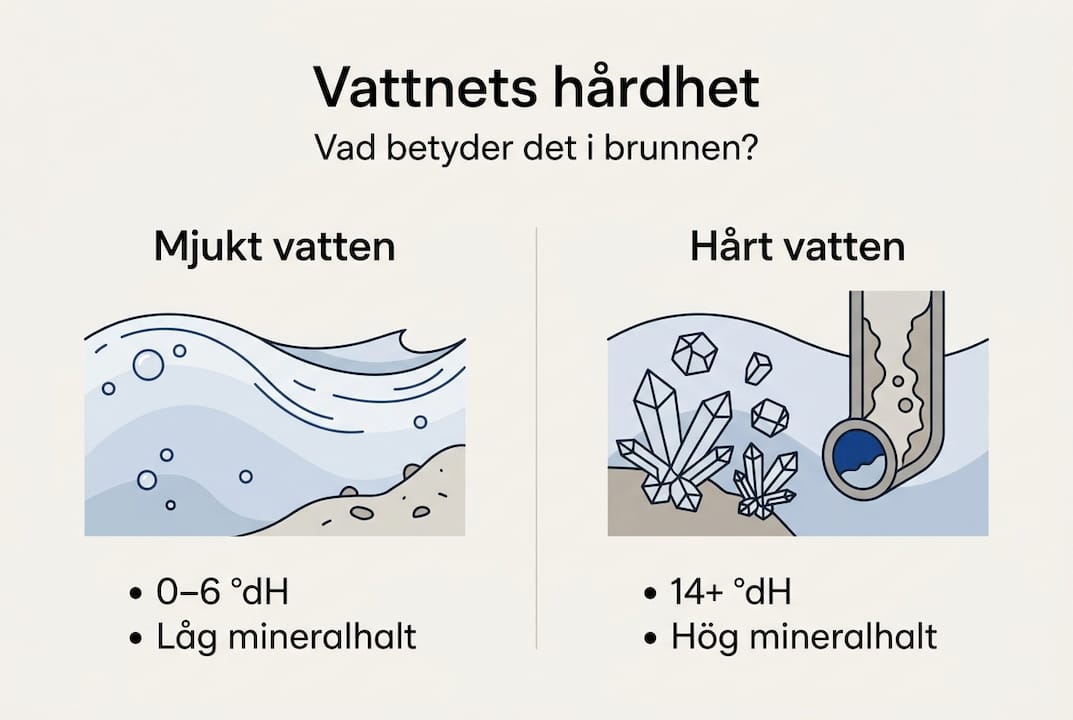 Grafisk översikt över olika nivåer av vattenhårdhet