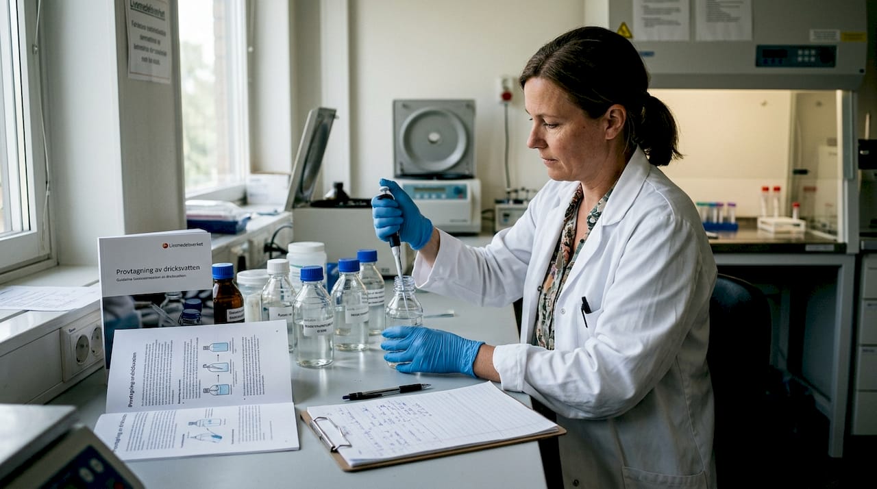 Lab worker preparing well water sample