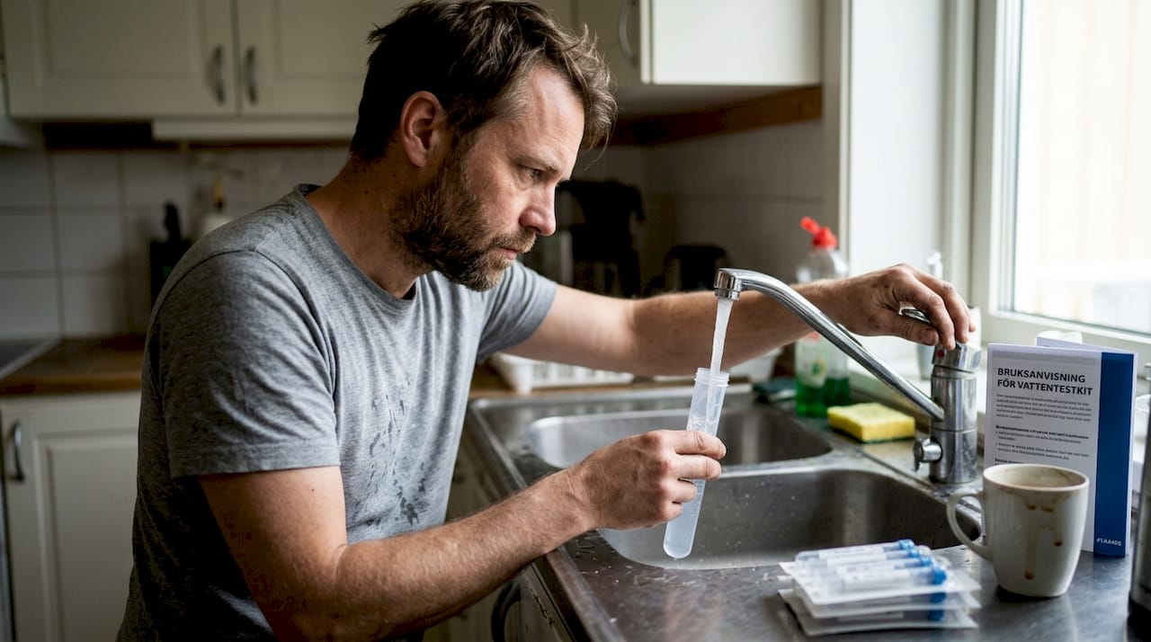 I köket brukar man ta prover på vattnet för att kontrollera kvaliteten.