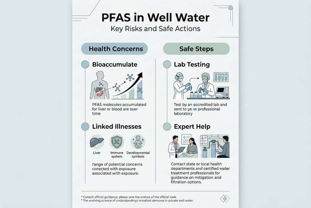 Infographic about PFAS risks and safe water steps