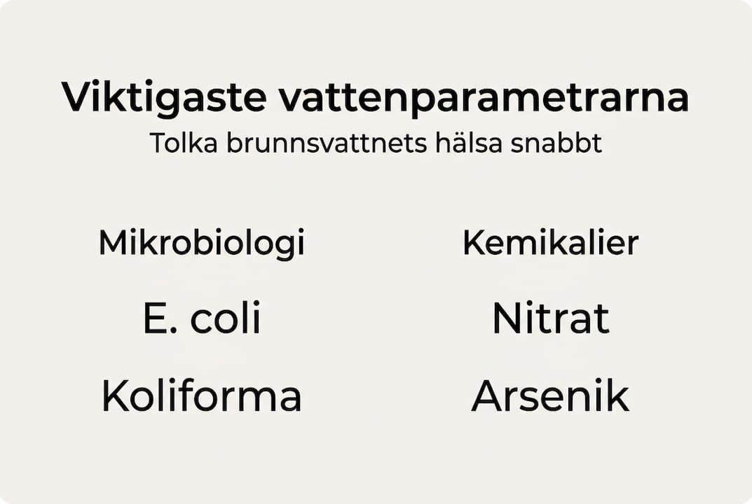 En överskådlig infografik som sammanfattar de viktigaste parametrarna för vattenkvalitet