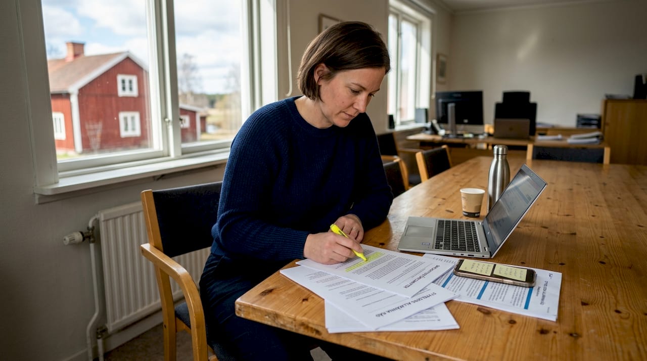 Officer reviewing Swedish water quality guidelines
