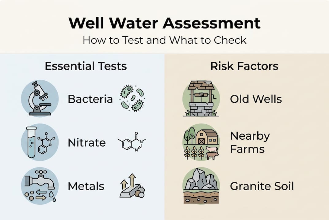 Infographic showing Swedish well water testing basics