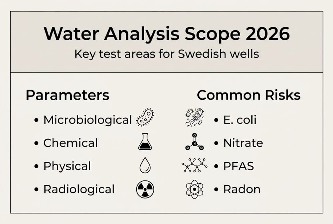 Infographic showing main test parameters and risks