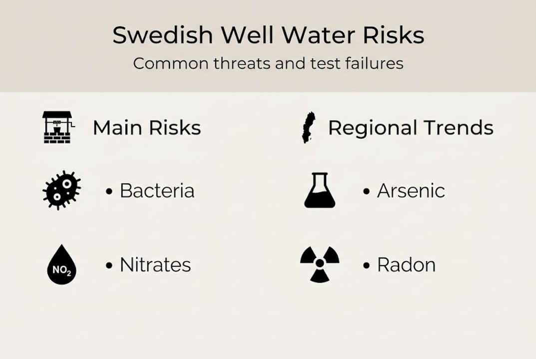Infographic showing Swedish well water risks
