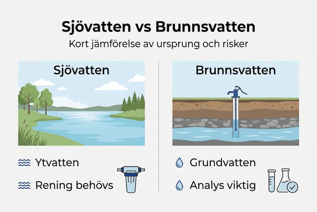 Så skiljer sig sjövatten från brunnsvatten – en överskådlig infograf