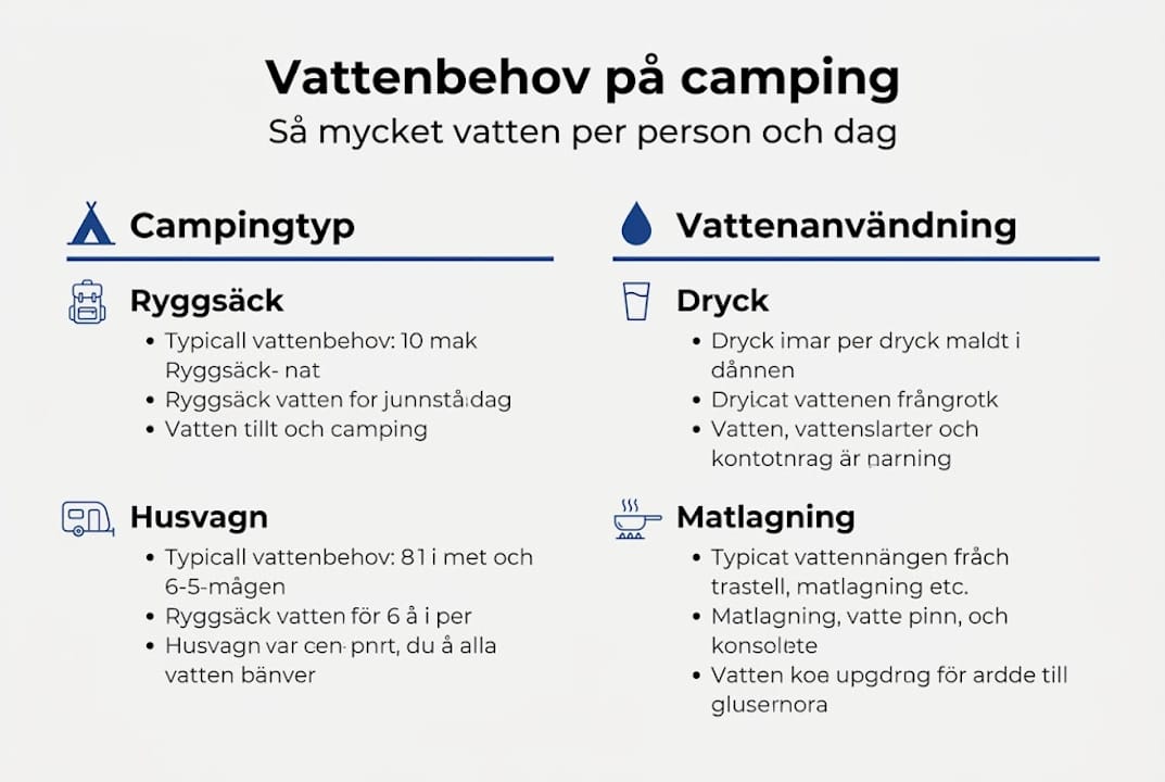 Så mycket vatten behöver du när du campar – en översikt i siffror