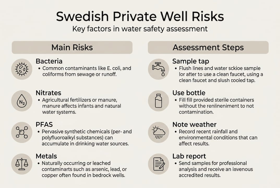 Infographic overview of Swedish private well risks