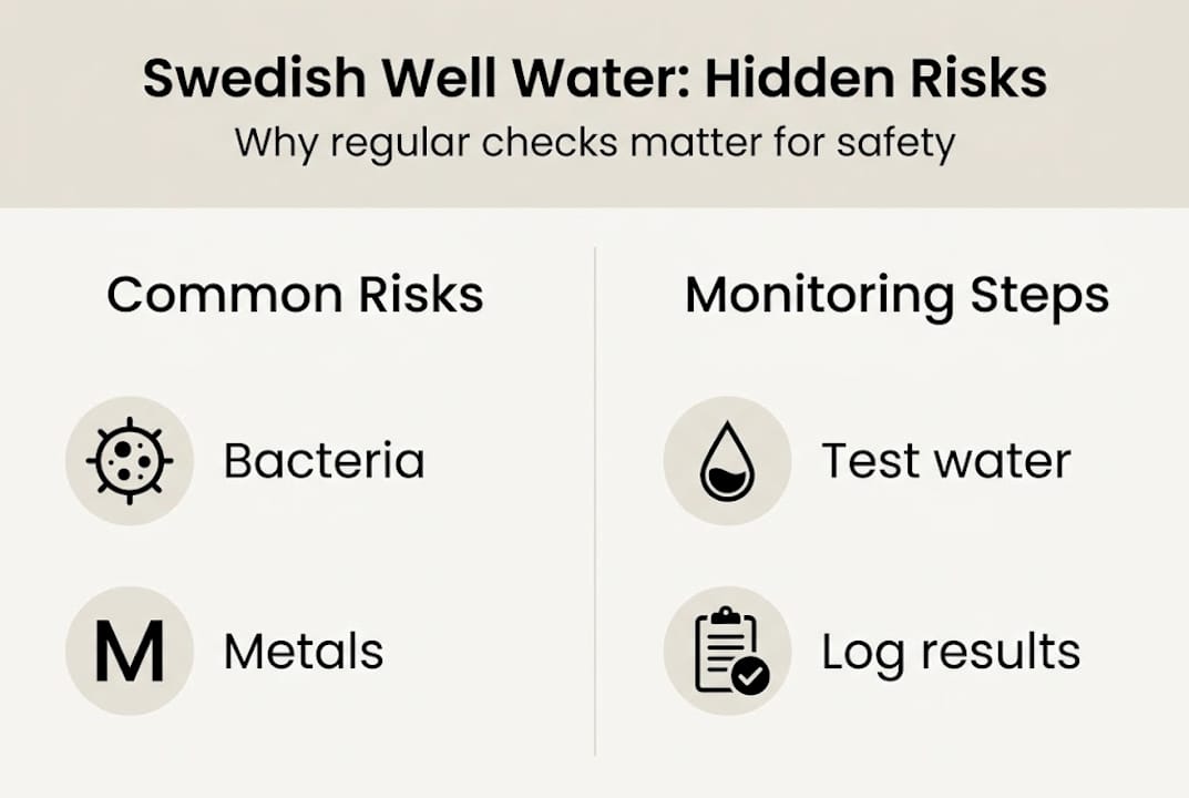 Infographic on well water risks and testing steps