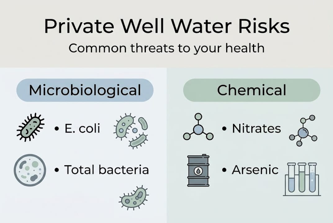 Infographic listing well water contaminants