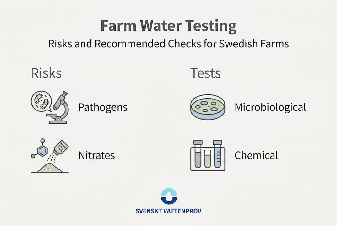 Infographic on farm water testing risks and tests