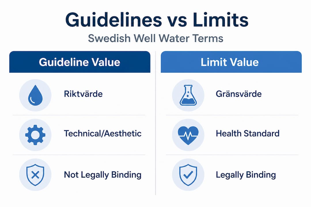 Infographic comparing guideline and limit values in water reports