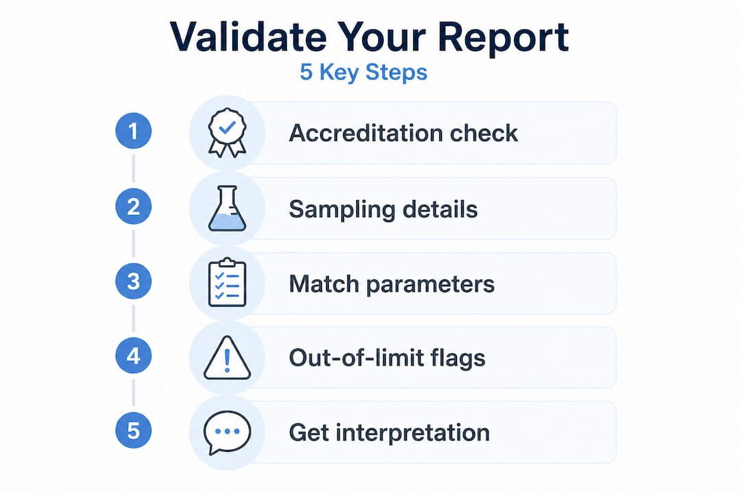 Five-step process to validate water lab report