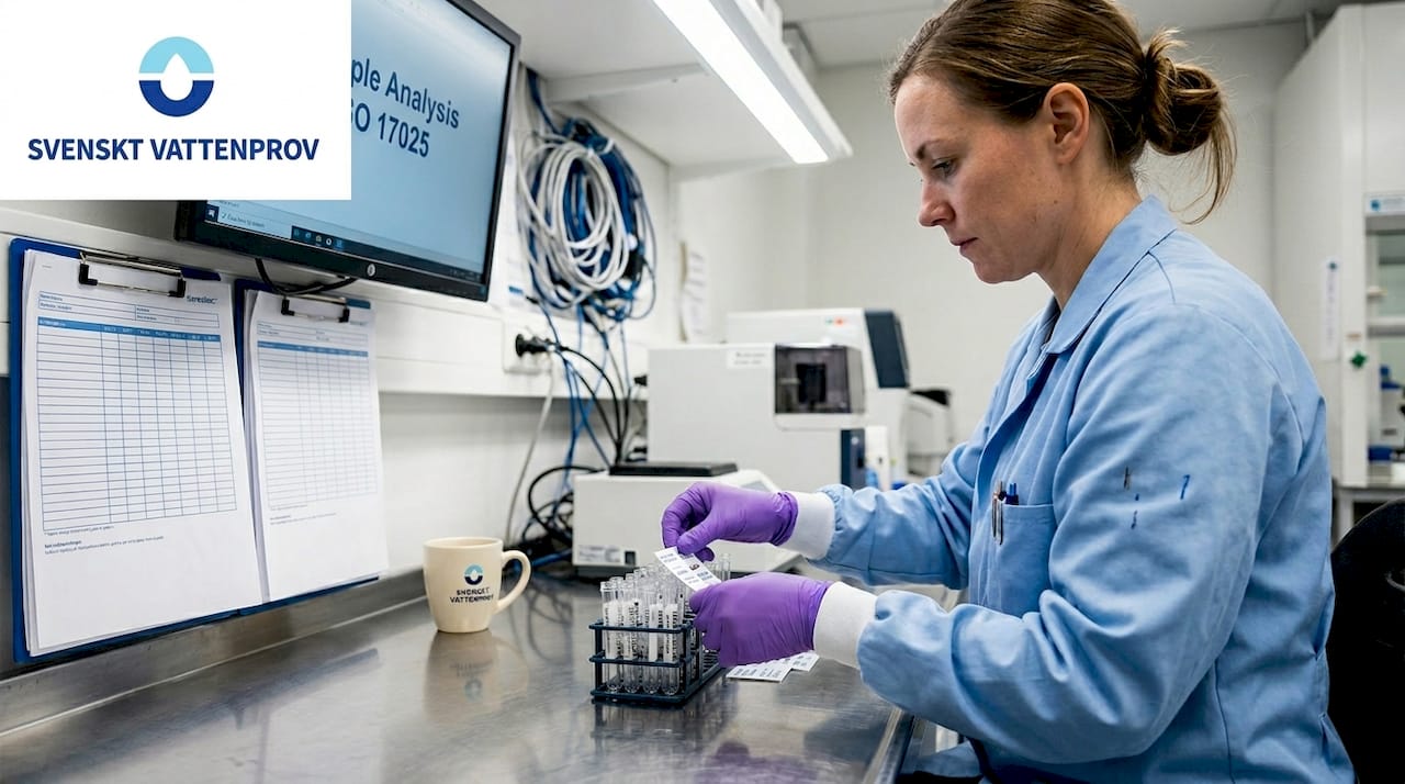 Technician processing well water samples