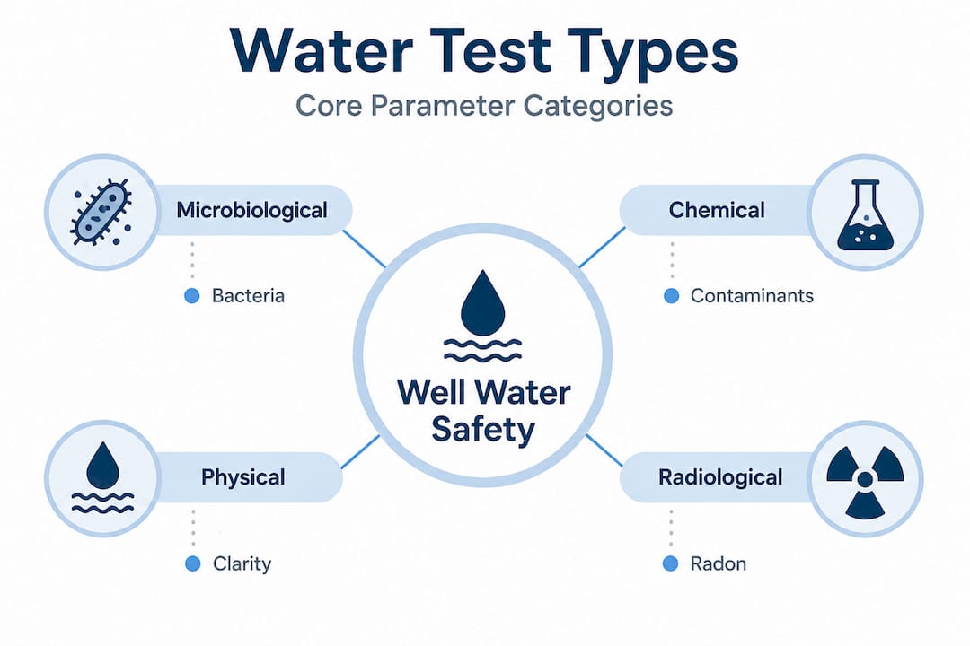 Infographic of well water test categories