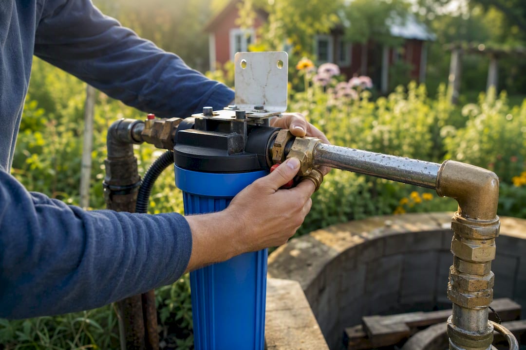 Installation av vattenfilter på brunnsrör hemma