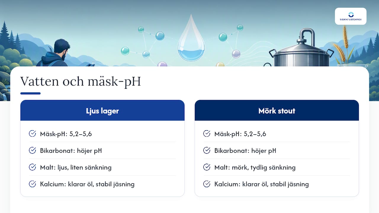 Mäskens pH och vattnets mest betydelsefulla påverkan