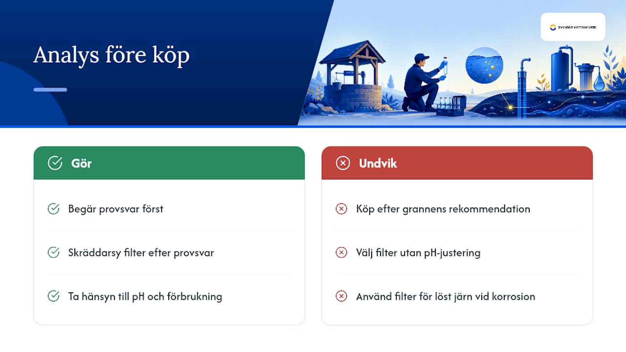 Varför analys alltid ska komma före filterköp — overview diagram