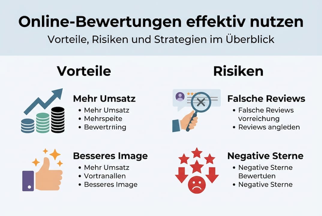 Übersichtsgrafik: Chancen und Risiken von Kundenbewertungen auf einen Blick