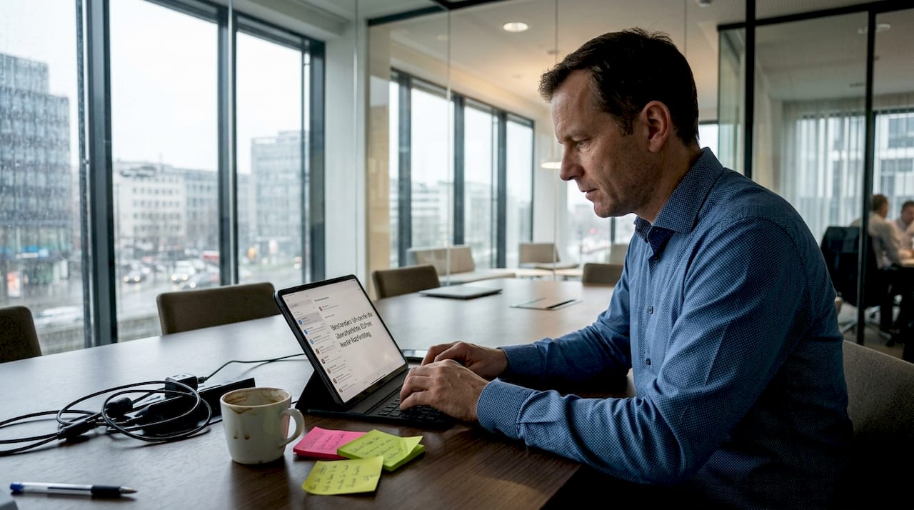 Mann reagiert auf eine schlechte Bewertung