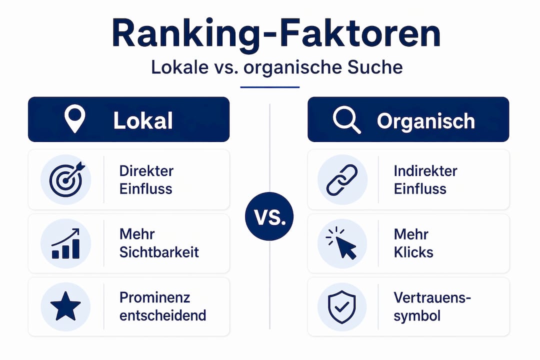 Die Infografik zeigt, wie stark Bewertungen das Ranking beeinflussen – im direkten Vergleich.
