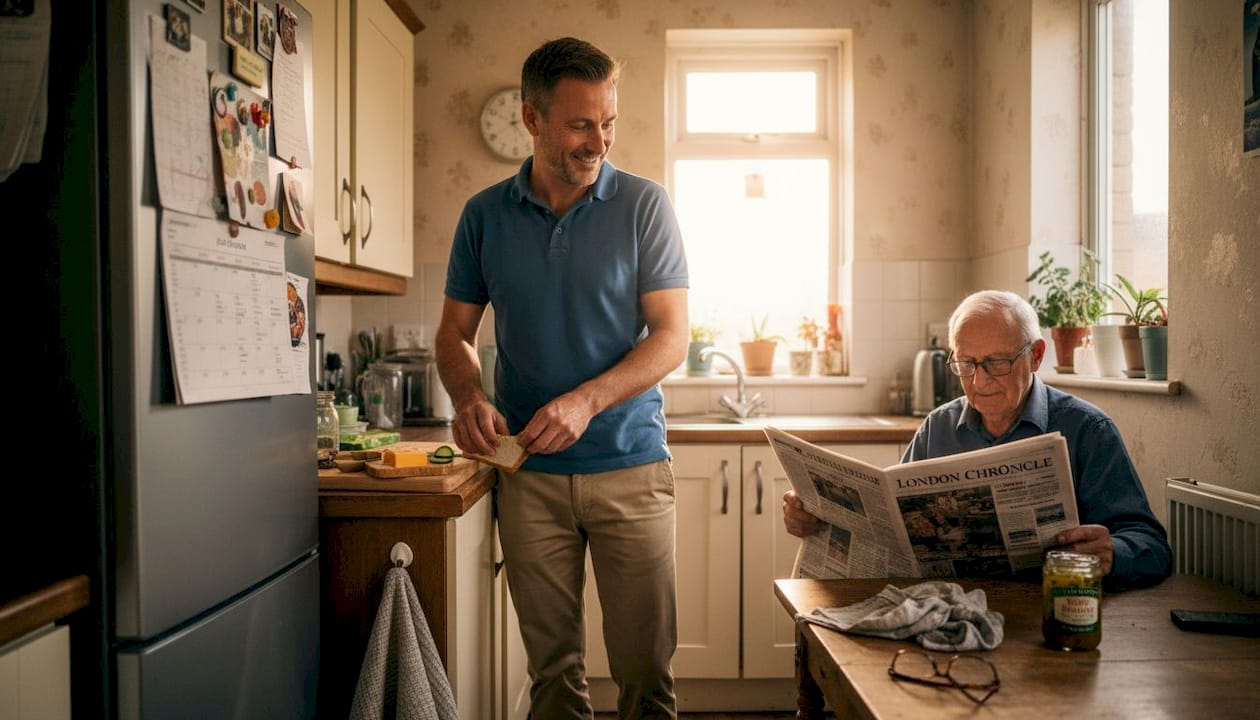 Care worker prepares meal for client at home
