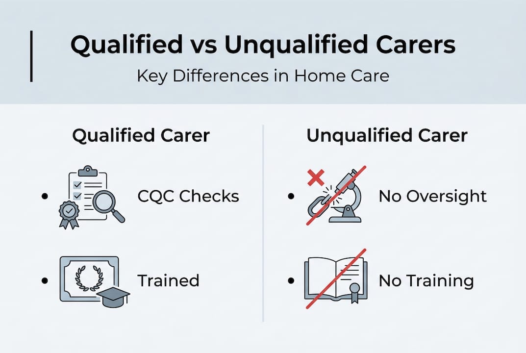 Infographic comparing qualified and unqualified carers