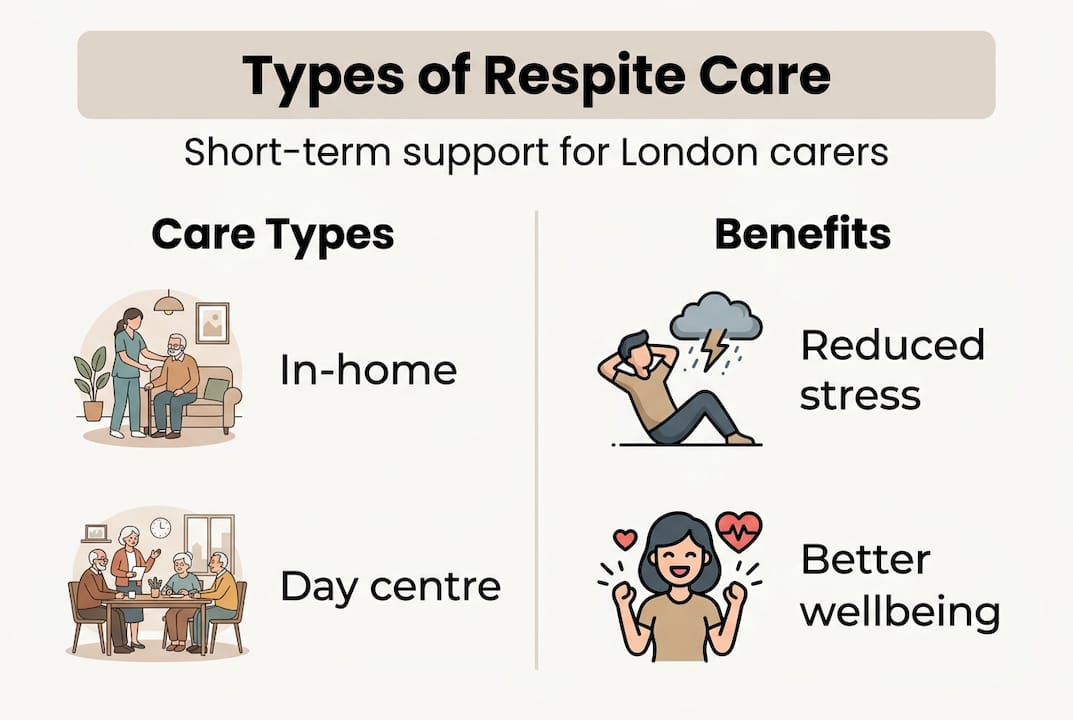 Infographic showing respite care types and benefits