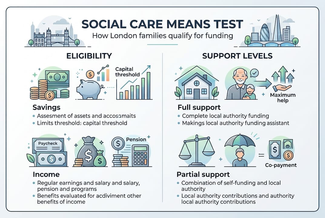 Infographic illustrating social care fund eligibility