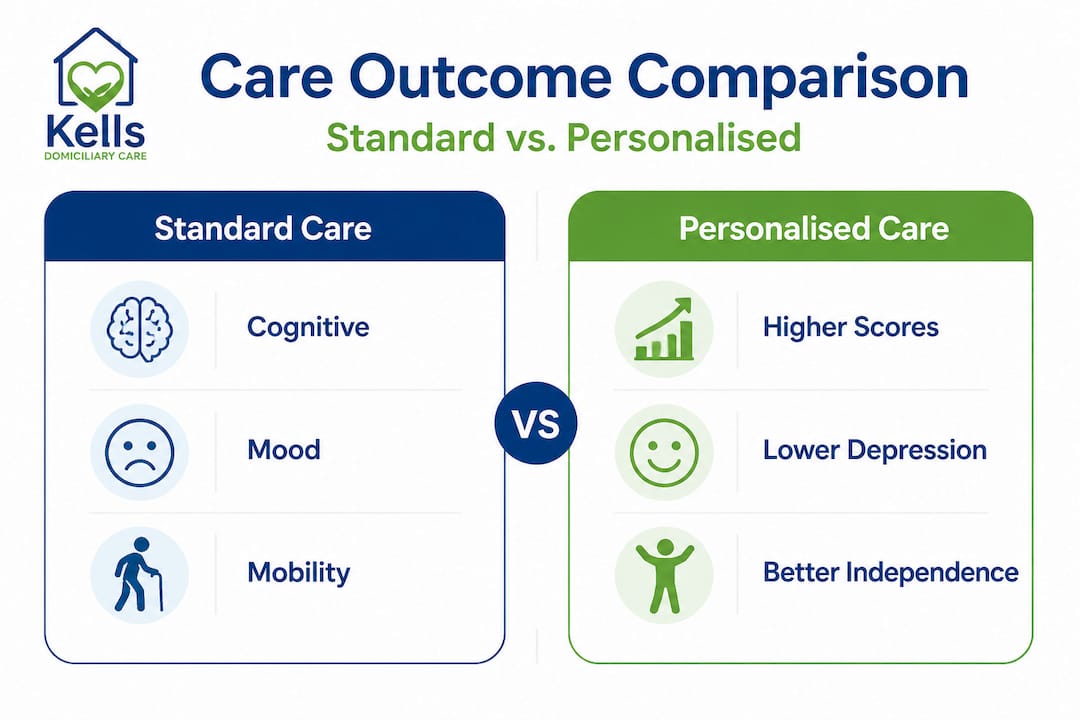 Infographic comparing standard vs personalised elderly care
