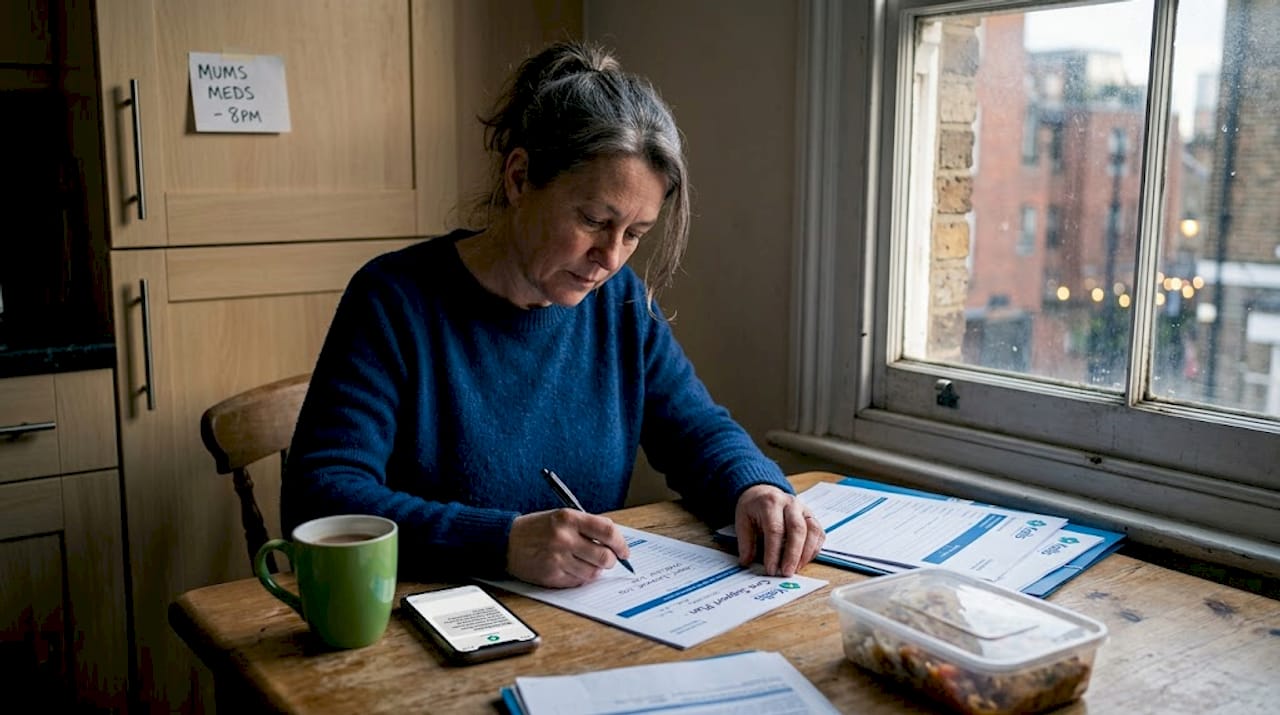 Family carer completing support form