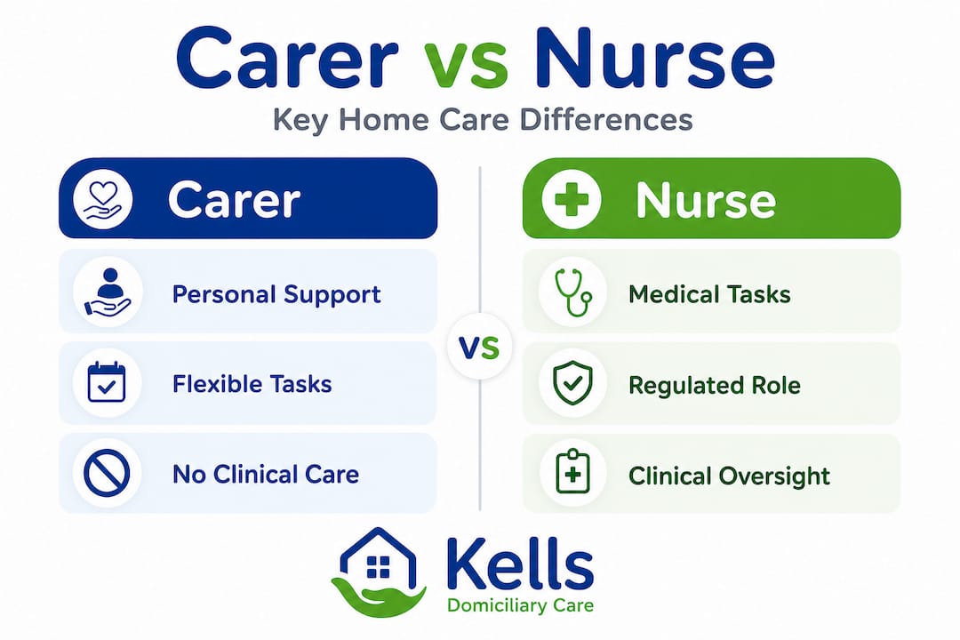 Infographic comparing carers and nurses key differences
