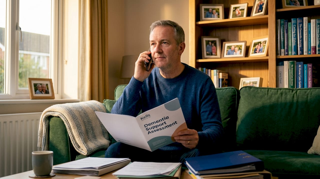 Man planning dementia care at home in London