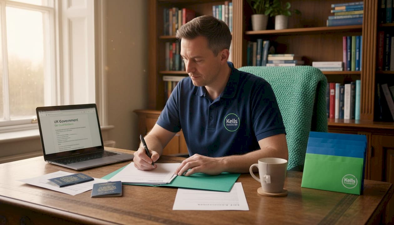 Carer completing DBS paperwork at desk