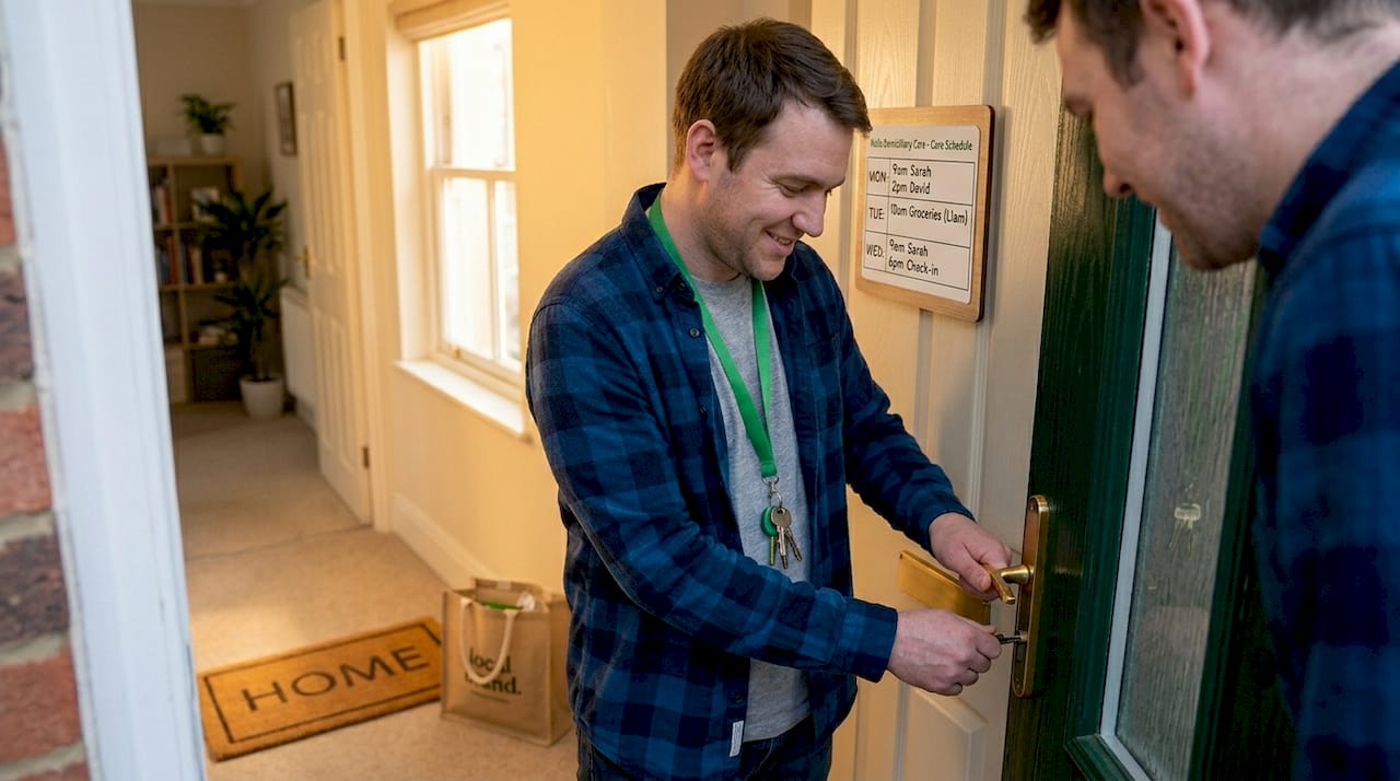 Man entering his own supported living flat