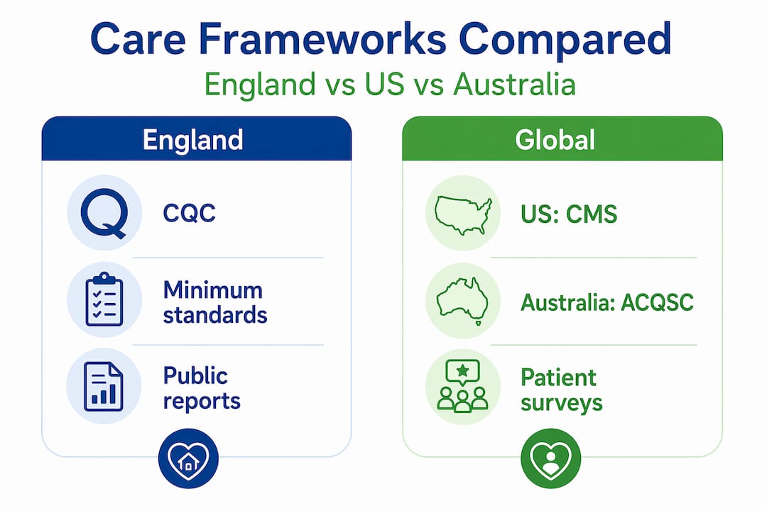 Infographic comparing global care standards